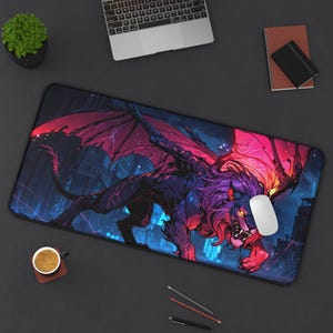 Fantasy Lion Desk Mat, Gaming Desk Mat, Unique Office Decor, Gamer Gift, Home Office Accessory, Colorful Mouse Pad