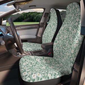 Boho Floral Mint Seat Covers - Stylish Auto Accessories, Gift for Car Lovers, Unique Vehicle Decor, Seat Protectors, Mother&#39;s Day