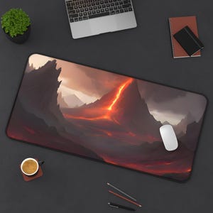 Volcanic Mountain Desk Mat, Gaming Pad, Office Desk Accessory, Desk Protector, Desk Blotter, Large Desk Pad