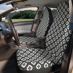 Fundas para asientos de coche: diseño moderno en blanco y negro, ajuste cómodo, perfectas para viajes por carretera, decoración del coche, regalo para conductores. Asiento del vehículo.