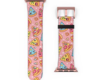 Pizza Watch Band, Kawaii Accessory, Adjustable Smartwatch Strap, Food Lover Gift, Fun Fashion Decoration