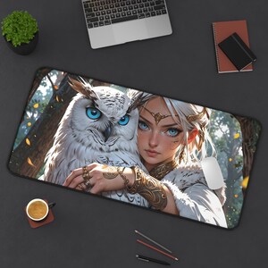 Celestial Eulen Schreibtischunterlage XL erweitert, niedliches Gaming Mauspad für Spieltischdekoration, große Spielmatte