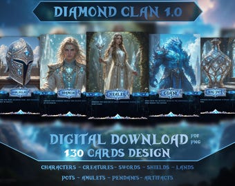 Tarjeta coleccionable del Clan Diamante, descarga digital estilo proxy, diseño de tarjeta MTG, diseño de tarjeta imprimible,