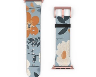 Floral Apple Watch Band for Women, Stylish Flower Strap, Lightweight Comfortable Summer Accessory Gift for Her