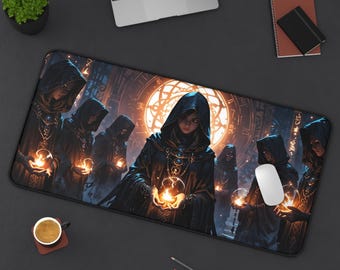Gothic Schreibtischmatte, Flamme Mousepad, XL Gamer Schreibtischunterlage, Tcg Rollenspiel Party Geschenk, Dark Gaming Schreibtischunterlage, Guardian of Flame, Geburtstagsgeschenk