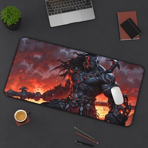 Fantasy World Desk Mat, Orc General Mousepad, TCG Game Mat, RPG Play Mat, Dark World Design, Gift for Gamers, Office Desk Accessories