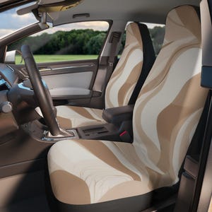 Abstract Beige Car Seat Covers Boho Stylish Auto Accessories Elegant Car Decor Gift for Road Trips & Car Enthusiasts