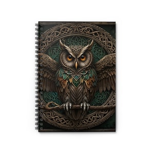 Personalized Mystical Owl Spiral Notebook for Writers Artists, Journal Enthusiasts Gift, Daily Planner, Unique Stationery for Creative Minds