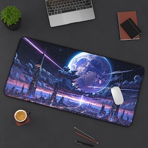Futuristic Desk Mat, Sci-Fi Gaming Mousepad, Cosmic Desk Accessory for Gamers, Computer Mat for Home Office, Unique Gift for Tech Lovers