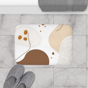 Boho Abstract Bath Mat | Minimalist Bathroom Decor, Cozy Home Accent, Gift for New Homeowners, Spa Vibes, Modern Bathroom Accessories