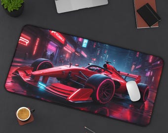 Sci Fi Red Car Playmat  XXL Extended Playmat Deskmat Mousepad Gaming Mouse Mat for Racing Fans