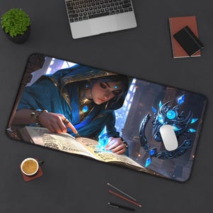 Gaming Mouse Pad Chronicle Keeper Deskmat for Tabletop Gamers, DND, TCG Accessory, Gift for Gamer Boyfriend, Playmat for RPG & Card Games