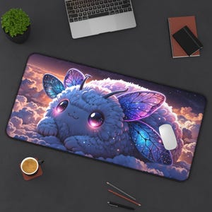 XL Cute Fluffy Creature Deskmat for Gamers – Large Comfortable Gaming Surface & TCG Player Mousepad