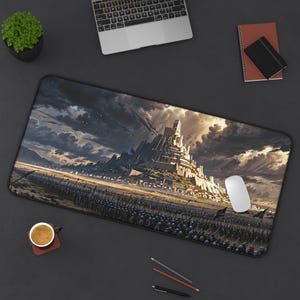 Cyberpunk Cargoship Desk Mat | Sci Fi Gaming Mousepad Gift