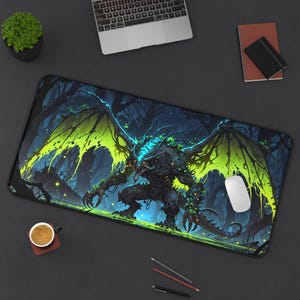 Forest Behemot Desk Mat – Fantasy Playmat | Gamer Decor | Green Mousepad | TCG Play Mat | Cartoon Lover Gift