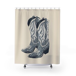 Western Boot Shower Curtain, Rustic Bathroom Decor, Country Style Shower Curtain, Farmhouse Chic Bathroom, Cowboy Inspired Home