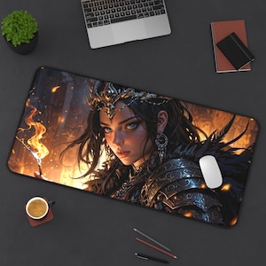 Dark Queen Bureaumat Gamer Girl Muismat Fantasy Goth Desk Setup TCG Gamer Gift Beautiful Girl Accessory