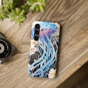Elegant Jellyfish Tough Phone Cases, Ocean Vibe, Floral Design, Nature Lover Gifts, Summer Aesthetic, Waterproof Cases
