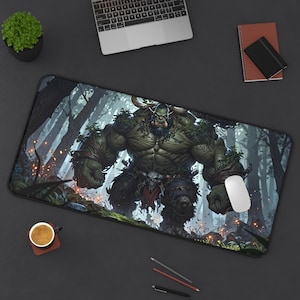 Gothic Orc Gaming Playmat - Giant Dark Forest TCG/RPG Desk Mat for Men 24x48in Non-Slip