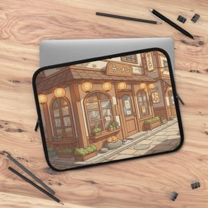 Kawaii Laptop Sleeve, Cute Japan Case, Funny Computer Bag, RAmen Lover Accessory, Back to School Gift for Her