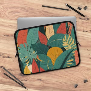Tropical Leaves Laptop Sleeve for MacBook Air 13 Inch, Botanical Tech Case & Modern Laptop Bag, Tropical Home Office Decor
