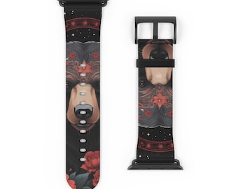 Uhrenarmband Bär Floral - Süßes Tier-Smartwatch-Armband, verstellbares Blumenmuster, Geschenk für Naturliebhaber, trendiges Mode-Accessoire