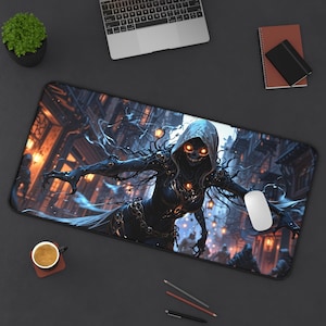 Gothic Fantasy Desk Mat, Unique Gaming Mouse Pad, Office Decor, Halloween Gift, Dark Art Home Accessory, Skull Design