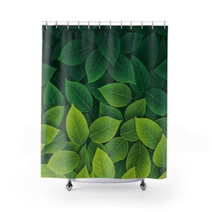 Cortina de ducha con hojas verdes exuberantes: decoración botánica para el hogar, baño inspirado en la naturaleza, regalo ecológico, ambiente tropical, mejora del baño