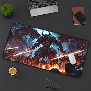 Tapete de mesa Dark Lord - Tapete de jogo Flame Sword, presente para jogadores de cartas colecionáveis, tapetes de jogo D&D, mousepad de criatura inimiga, mousepad Dark Army