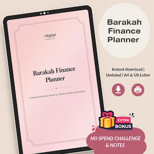 Planejador Financeiro Barakah, Planejador de Orçamento Islâmico para Mulheres Muçulmanas, Rastreador de Zakat e Organizador de Dinheiro (PDF)