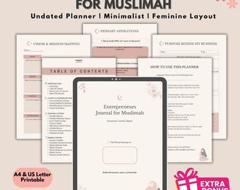 Entrepreneur Planner for Muslimah | Undated Business Journal for Intentional Living | Printable Muslimah Organizer