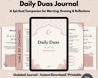 Daily Duas Journal | Islamic Prayer Journal for Muslim Women | Reflection Planner for Intentional Living (GoodNotes, Printable PDF)