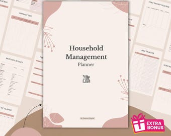 Home Management Binder Printable | Household Planner for Busy Moms | Cleaning, Budget, Meal & Family Organizer