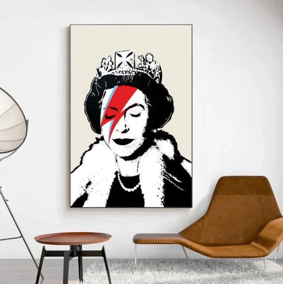 Banksy Queen Elizabeth II Canvas Painting Modern Posters and - Etsy UK