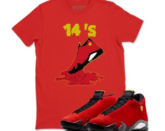 Jordan 14 Challenge Red, TShirt Match Sneaker Shoe Dripping 14s,Sneaker Label Jordan 14 Challenge Red Sneaker Matching Tee Ferrari 14s Shirt