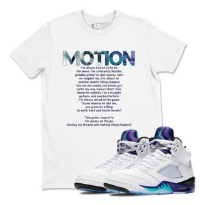 Sneaker Label Jordan 5 Grape Sneaker Matching T Shirt Purple Jordan 5 Grape T Shirt Match MOTION, Sneaker Label Jordan 5 Grape White