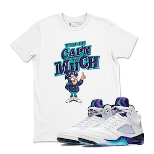 Shirt Match Jordan 5 Grape  2025 Sneaker Matching Sneakerhead C Captain T-Shirt, Sneaker Label Jordan 5 Grape White