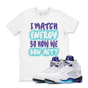 Sneaker Label Jordan 5 Grape Sneaker Matching T Shirt Jordan 5 Grape T Shirt Match MATCH, Sneaker Label Jordan 5 Grape White