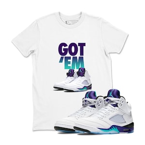Sneaker Label Jordan 5 Grape Sneaker Matching T Shirt Purple Jordan 5 Grape T Shirt Match GOT EM, Sneaker Label Jordan 5 Grape White