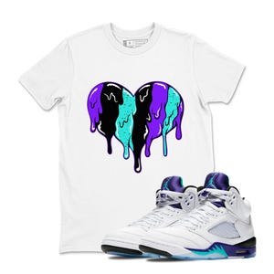 Sneaker Label Jordan 5 Grape Sneaker Matching T Shirt Jordan 5 Grape T Shirt Match Heart, Sneaker Label Jordan 5 Grape White