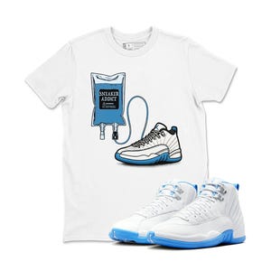 Shirt To Match AJ 12 Melo Sneaker Matching Tee Sneakerhead Therapy, 12 Melo White University Blue Emoji T Shirt Match, Sneaker Shirt.