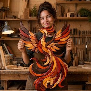 Phoenix Intarsia Pattern PDF Beginner Friendly Scroll Saw Pattern Digital Download