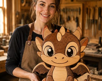 Baby Dragon Intarsia Pattern PDF Beginner Friendly Scroll Saw Pattern Digital Download
