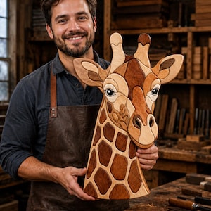 Giraffe Head Pattern Intarsia Pattern PDF Beginner Friendly Scroll Saw Pattern Digital Download