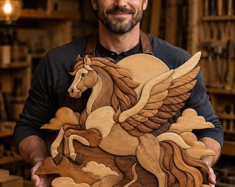 Pegasus Intarsia Pattern PDF Beginner Friendly Scroll Saw Pattern Digital Download