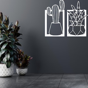 Cactus Wood Wall Art Decor, Laser Cut MDF Black Wall Decor, Wooden Cactus Wall Art, Housewarming Gift,Cactus in a Vase Mdf Wall Decor Cactus