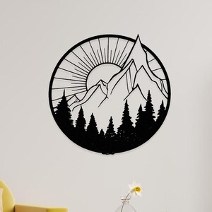 forest wall art, lake house decor, metal wall art, mountain decor, mountain wall art, nature wall art, outdoor decor, trendy wall art