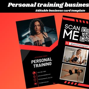 Template for business cards, DIY-business card, Instagram-business card, Fitness coach, Life coach, Customizable promotion card, IG Fitness