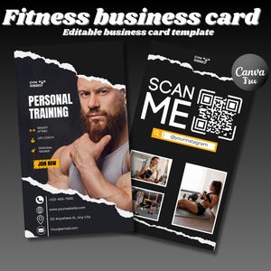 Template for business cards, DIY-business card, Instagram-business card, Fitness coach, Life coach, Customizable promotion card, IG Fitness