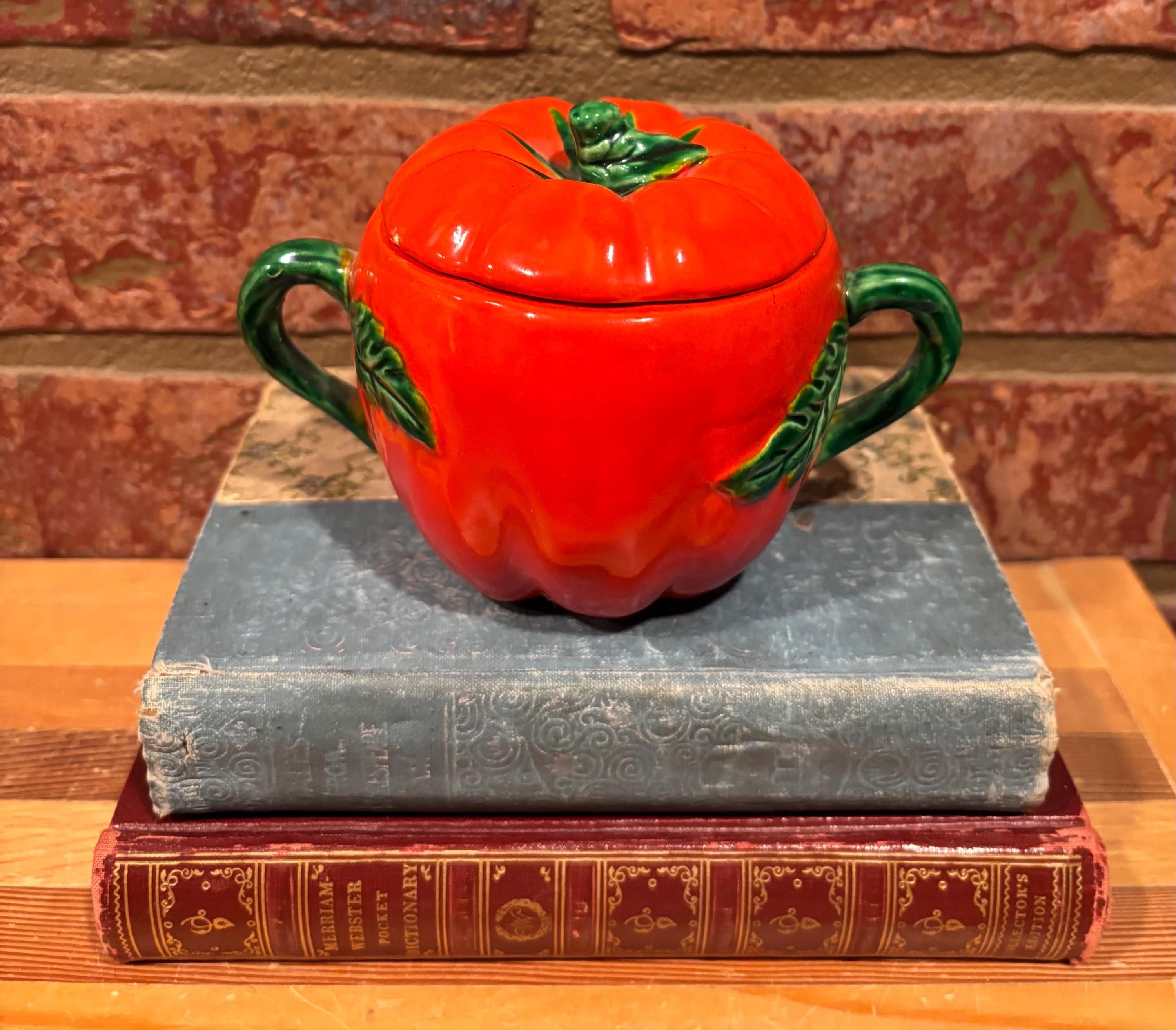 【tomato】TENDERLOIN 未使用品 Vintage Tomato Sugar Bowl With Lid - Occupied Japan - FREE
